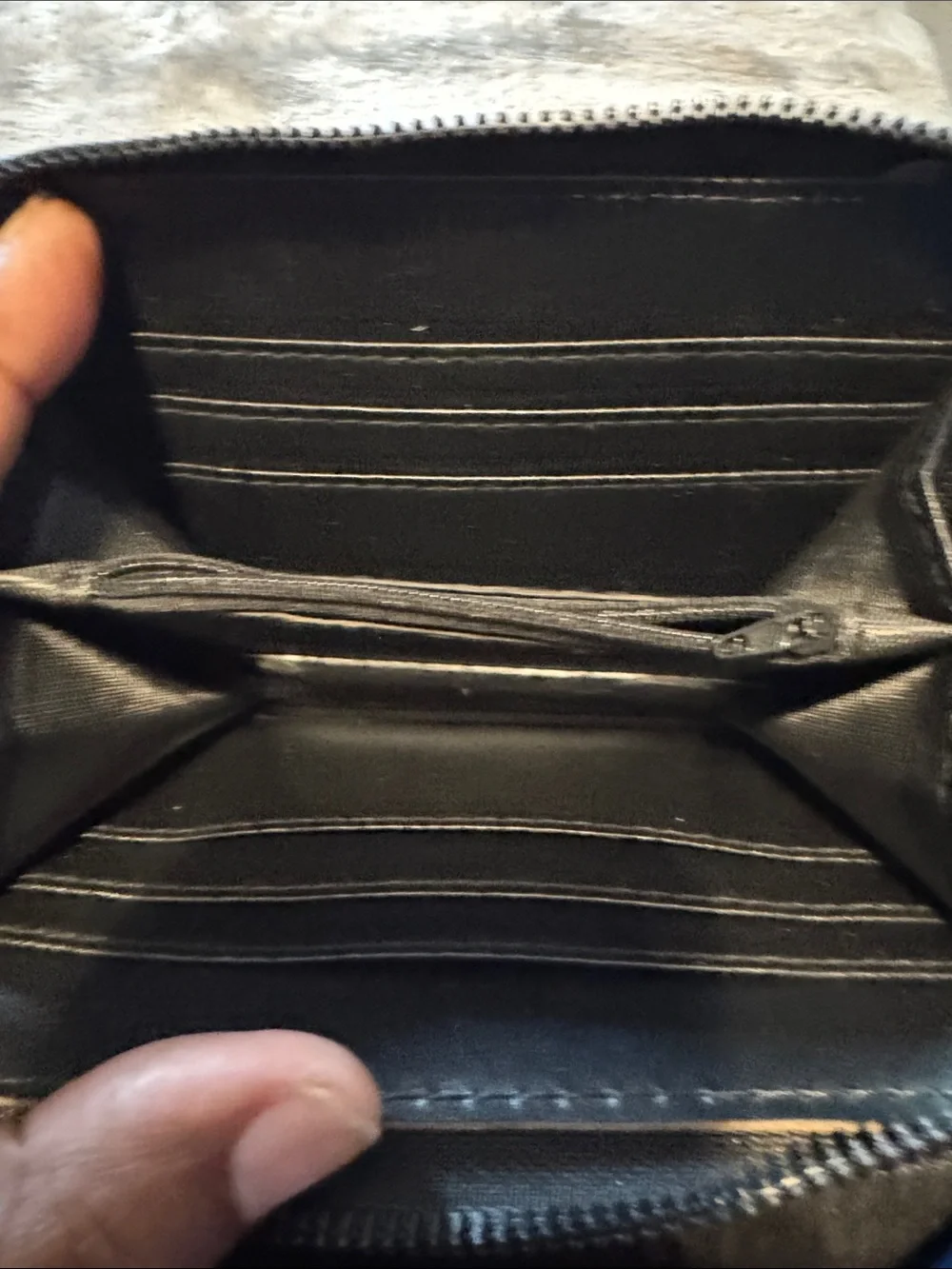Black Zip-Around Saffiano Card Holder